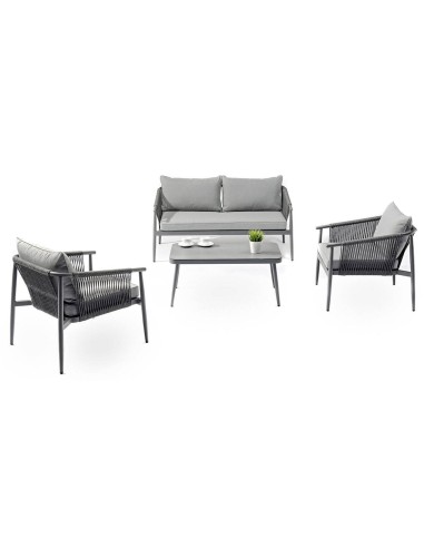Conjunto de jardín sofá de 2 plazas ZAHARA color gris Essentials®