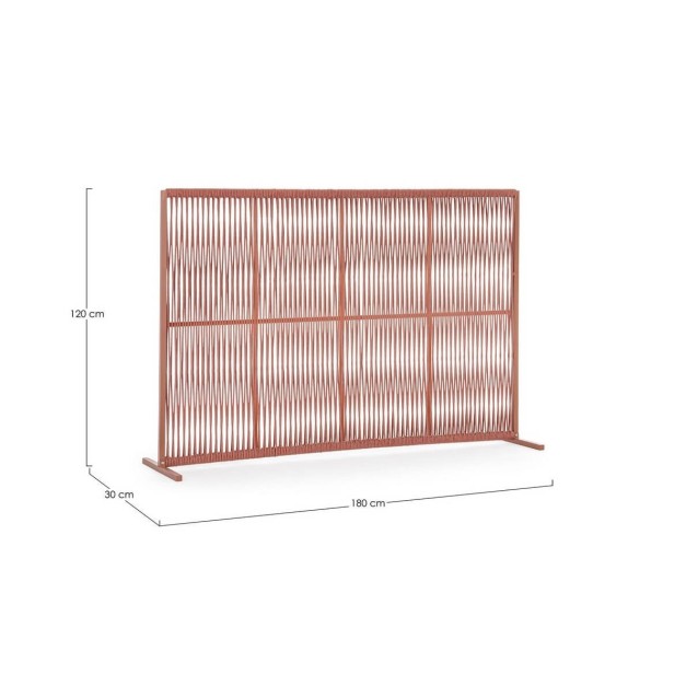 Separador de ambientes BRUNA LONG de aluminio y cuerdas color teja. Terrazza® 2