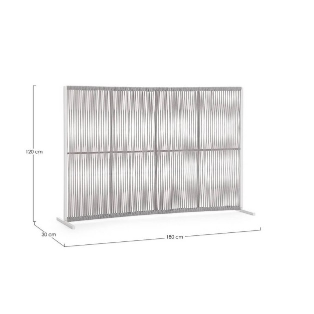 Separador de ambientes XL BRUNA de aluminio y cuerdas color beige. Terrazza® 2