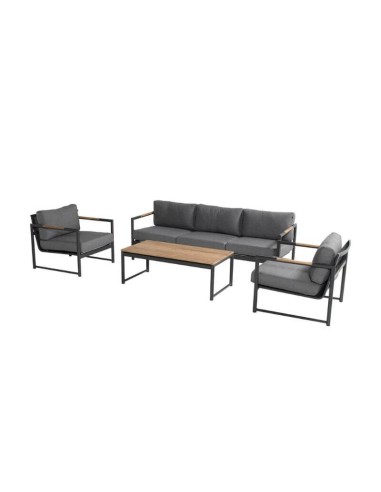 Conjunto de sofá de 3 plazas FONTAINE color negro/antracita/ teca Hartman®