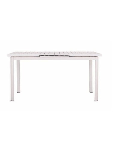 Mesa extensible de jardín FUERTEVENTURA 160/200x100 cm. Aluminio blanco Essentials®