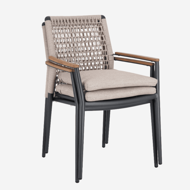 Silla de jardín apilable NATANIA- Color camel- Terrazza®... 2