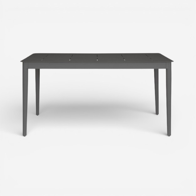 Mesa EUBEA en aluminio color Carbon Light, vista frontal de su diseño contemporáneo