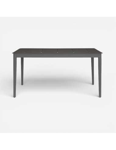 Mesa EUBEA en aluminio color Carbon Light, vista frontal de su diseño contemporáneo