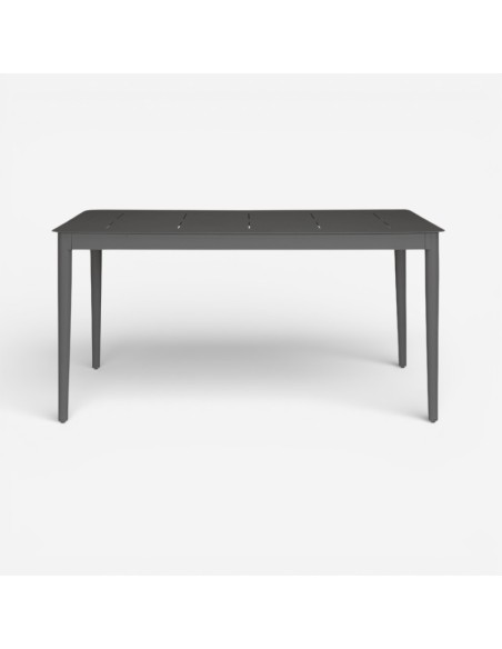 Mesa EUBEA en aluminio color Carbon Light, vista frontal de su diseño contemporáneo