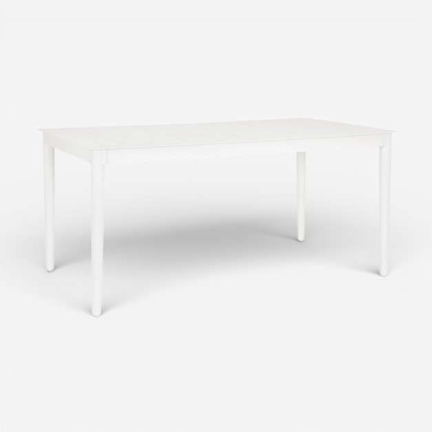 Mesa EUBEA en aluminio color Cloud White, vista frontal de su diseño contemporáneo 2