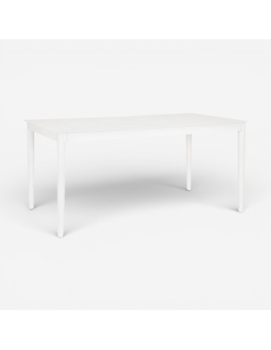 Mesa de comedor exterior EUBEA 160x90 cm en aluminio color Cloud White