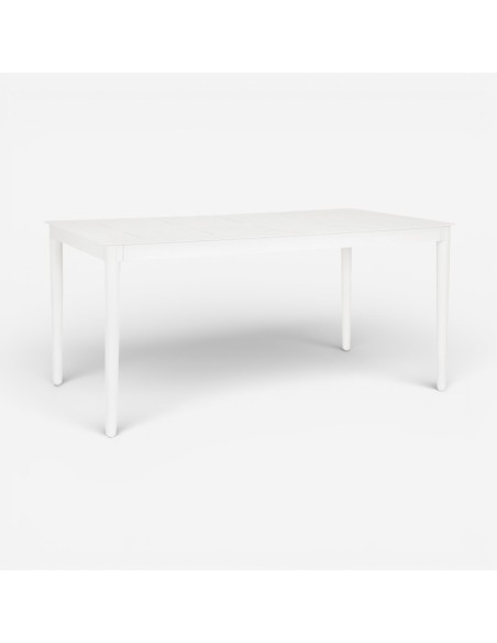 Mesa de comedor exterior EUBEA 160x90 cm en aluminio color Cloud White