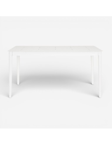 Mesa EUBEA en aluminio color Cloud White, vista frontal de su diseño contemporáneo