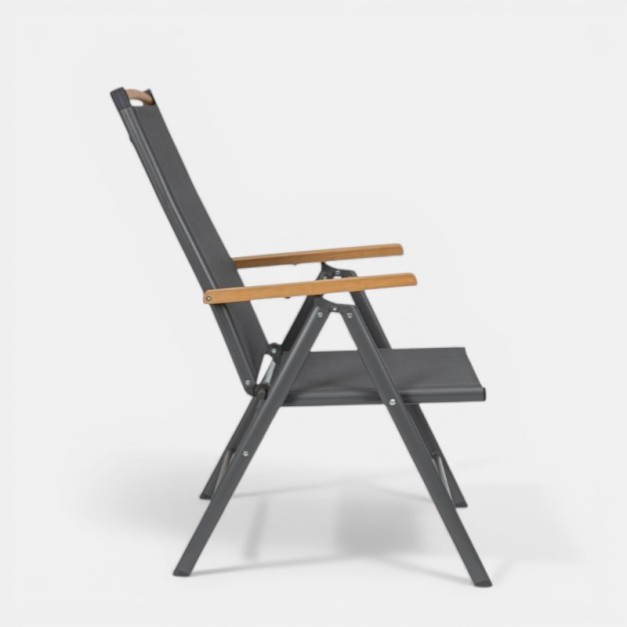 Sillón plegable reclinable NIAGARA para exterior color antracita Terrazza Collection® vista frontal 2