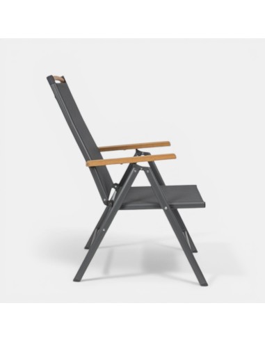 Sillón plegable reclinable NIAGARA para exterior color antracita Terrazza Collection® vista lateral