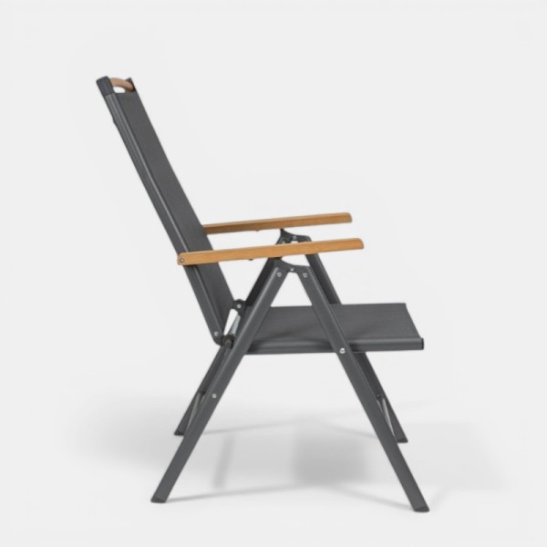 Sillón plegable reclinable NIAGARA para exterior color antracita Terrazza Collection® vista lateral