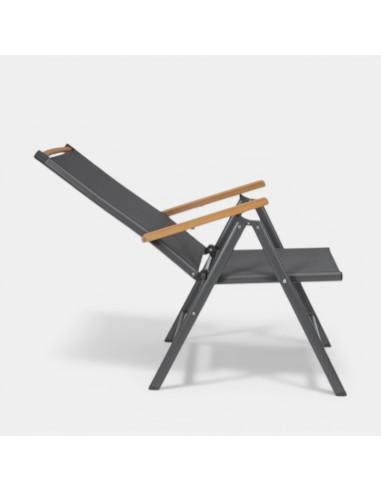 Sillón plegable reclinable NIAGARA para exterior color antracita Terrazza Collection® vista reclinada