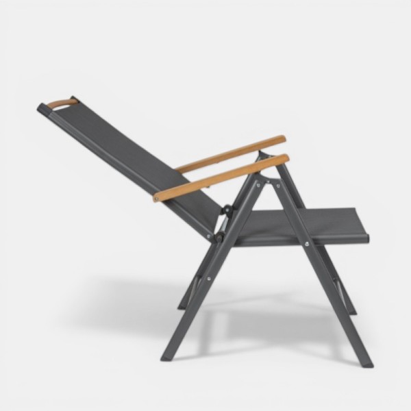 Sillón plegable reclinable NIAGARA para exterior color antracita Terrazza Collection® vista reclinada