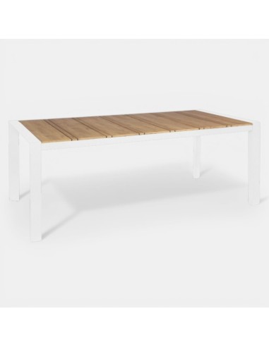 Mesa de jardín MARBELLA de exterior color blanco y madera Terrazza Collection® vista lateral