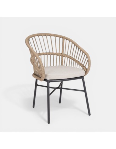 Silla de jardín  ALMARA para exterior en aluminio color beige Terrazza Collection® vista oblicua