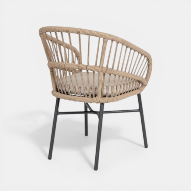 Silla de jardín  ALMARA para exterior en aluminio color beige Terrazza Collection® vista oblicua 2