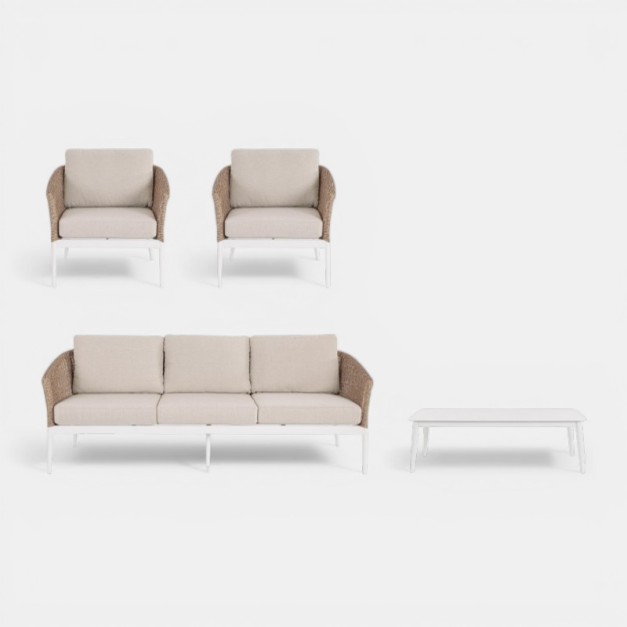 Conjunto de jardín Lounge ATLANTIC color natural  fibra y aluminio Terrazza Collection® lateral 2