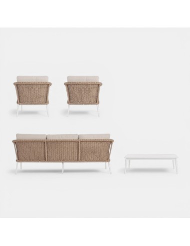 Conjunto de jardín Lounge ATLANTIC color natural  fibra y aluminio Terrazza Collection® vista trasera