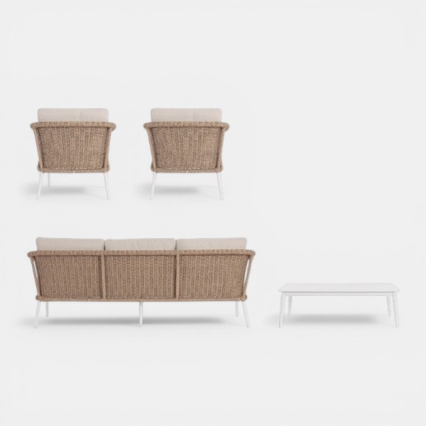 Conjunto de jardín Lounge ATLANTIC color natural  fibra y aluminio Terrazza Collection® vista trasera