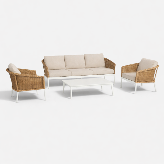 Conjunto de jardín Lounge ATLANTIC color natural  fibra y aluminio Terrazza Collection® lateral