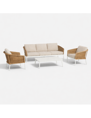 Conjunto de jardín Lounge ATLANTIC color natural  fibra y aluminio Terrazza Collection® lateral