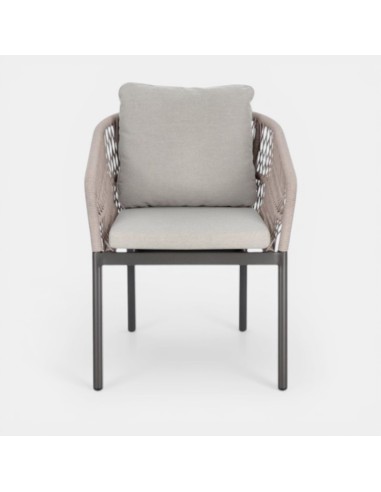 Silla de jardín SAHARA Khaki  para exterior color antracita incluye cojín  ignífugo Terrazza Collection® vista frontal