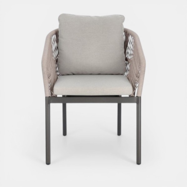 Silla de jardín SAHARA Khaki  para exterior color antracita incluye cojín  ignífugo Terrazza Collection® vista frontal