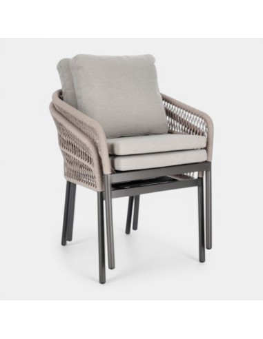 Silla de jardín SAHARA Khaki  para exterior color antracita incluye cojín  ignífugo Terrazza Collection® apiladas