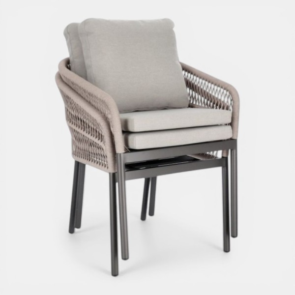 Silla de jardín SAHARA Khaki  para exterior color antracita incluye cojín  ignífugo Terrazza Collection® apiladas