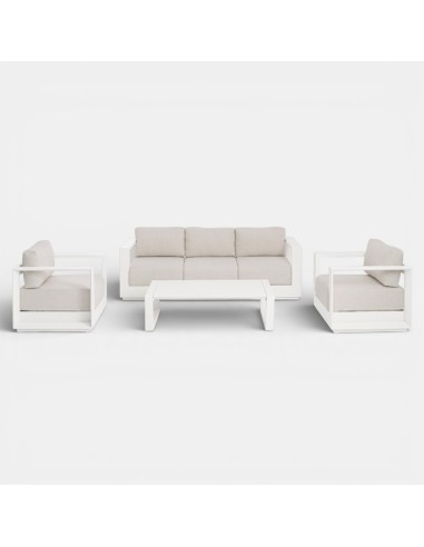 Conjunto Lounge COSTA BLANCA de exterior blanco y arena Terrazza Collection® vista frontal
