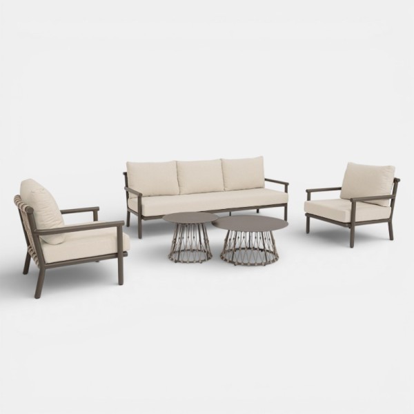 Conjunto Lounge TOSCANA de Exterior Marrón oscuro y Arena TERRAZZA COLLECTION®