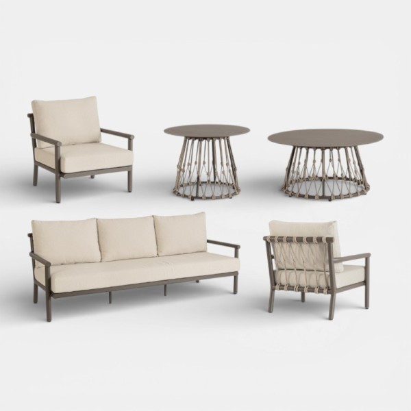 Conjunto Lounge TOSCANA de exterior color marrón oscuro y arena Terrazza Collection®