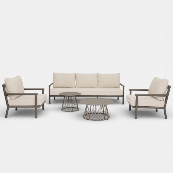 Conjunto Lounge TOSCANA de exterior color marrón oscuro y arena Terrazza Collection®