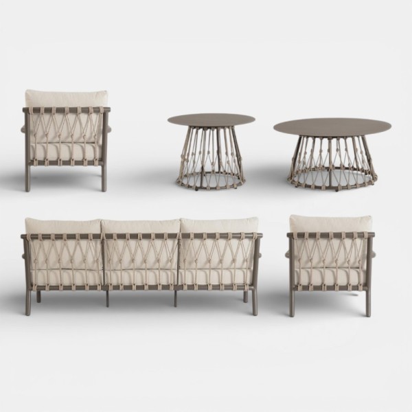Conjunto Lounge TOSCANA de exterior color marrón oscuro y arena Terrazza Collection®