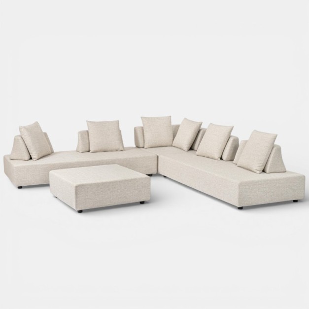 Sofá modular ALTEA de exterior color arena con Puff...