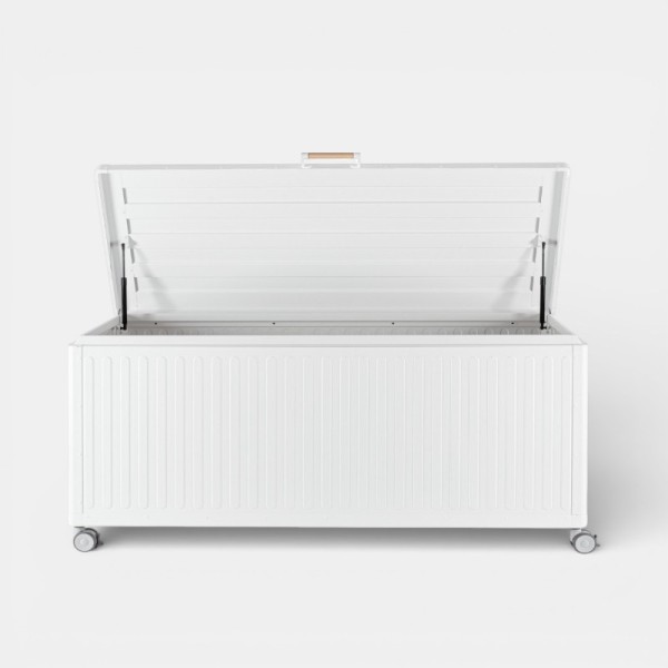 Baúl de jardín COS vista con tapa abierta color blanco TERRAZZA COLLECTION®