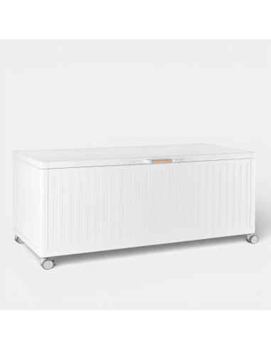 Baúl de jardín COS vista lateral en aluminio color blanco TERRAZZA COLLECTION®