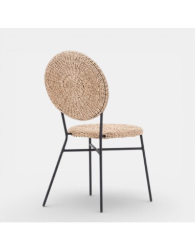 Silla de jardín SOLARA sin brazos vista lateral con asiento trenzado natural essentials®