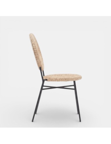 Silla de jardín SOLARA sin brazos vista lateral perfil con estructura metálica negra essentials®