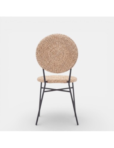 Silla de jardín SOLARA sin brazos vista trasera con respaldo redondo trenzado essentials®