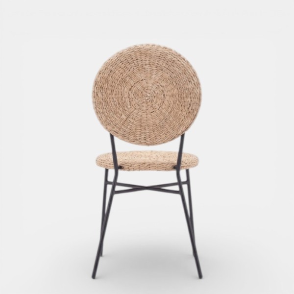 Silla de jardín SOLARA sin brazos vista trasera con respaldo redondo trenzado essentials®