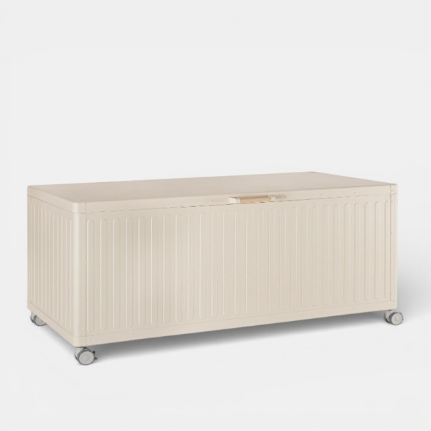 Baúl de jardín AMALFI vista frontal en madera natural TERRAZZA COLLECTION® 2