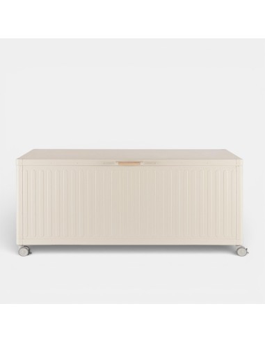 Baúl de jardín AMALFI vista frontal en madera natural TERRAZZA COLLECTION®