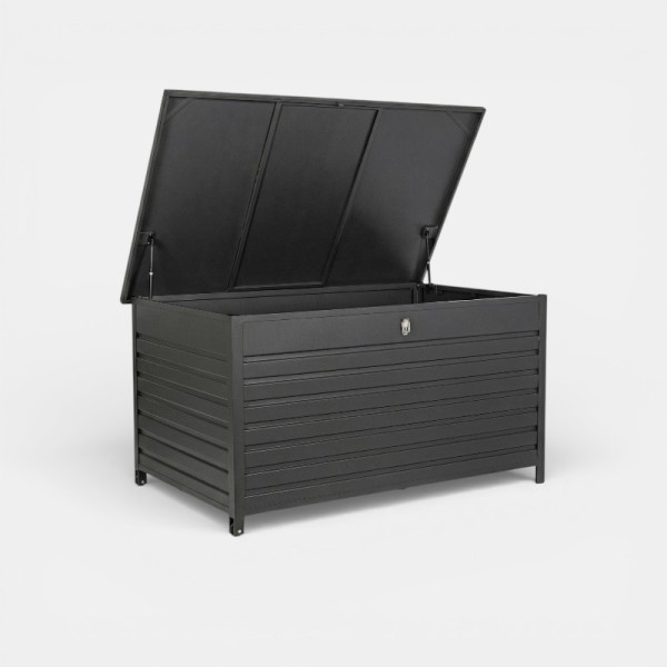 Baúl de exterior COS antracita "S" vista con tapa abierta TERRAZZA COLLECTION®