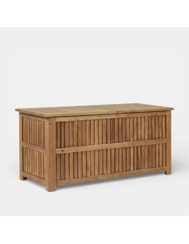 Baúl de jardín AMALFI vista lateral perfil en madera natural TERRAZZA COLLECTION®