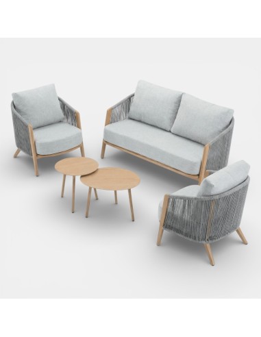 Set de jardín lounge NORDICA vista en perspectiva del conjunto con mesa de centro essentials®