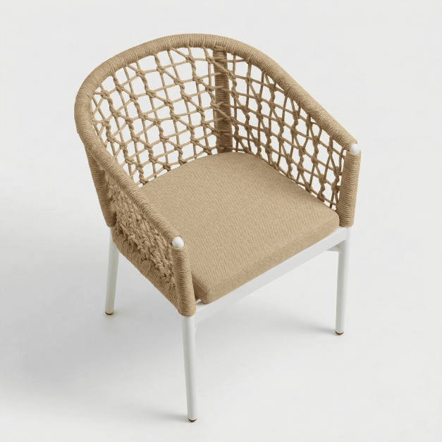 Silla de jardín RIVIERA de exterior en cuerda color natural vista frontal essentials® 2