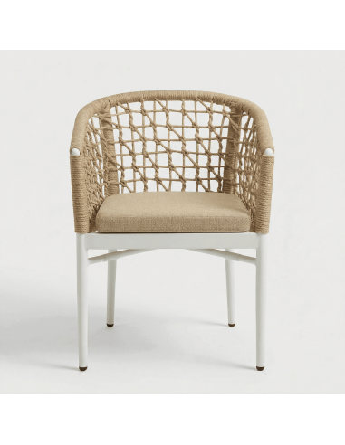 Silla de jardín RIVIERA de exterior en cuerda color natural vista frontal essentials®