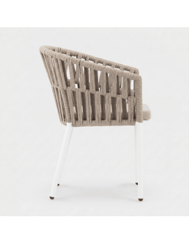 Silla de jardín BORA vista lateral perfil con respaldo trenzado essentials®